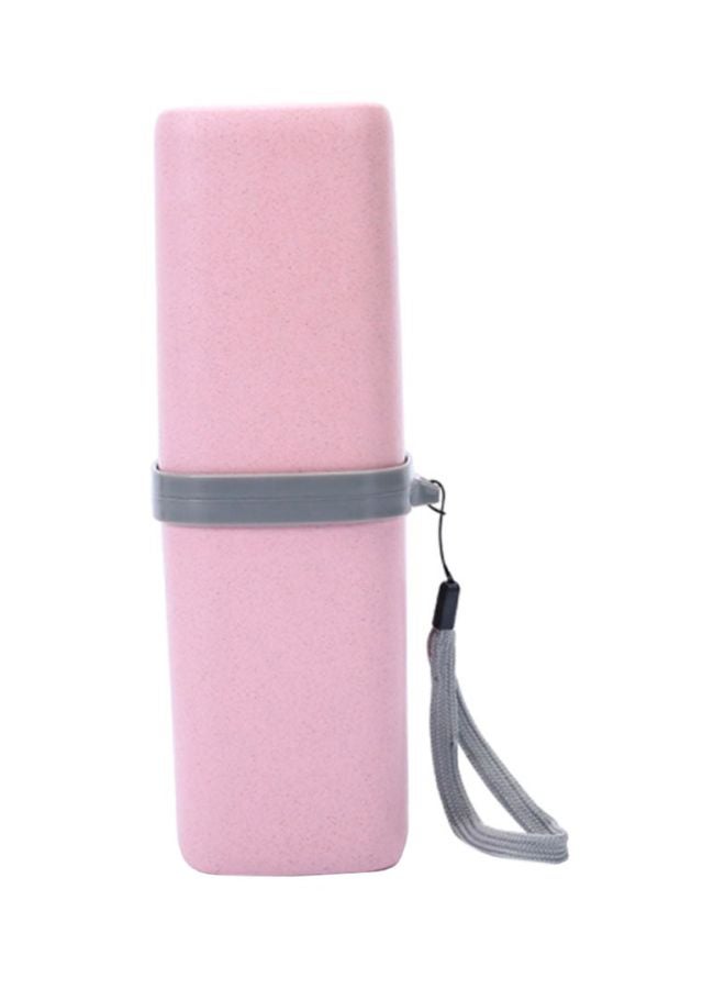 NIBEMINENT Travel Toothbrush Holder Pink/Grey 7x7x21.1cm
