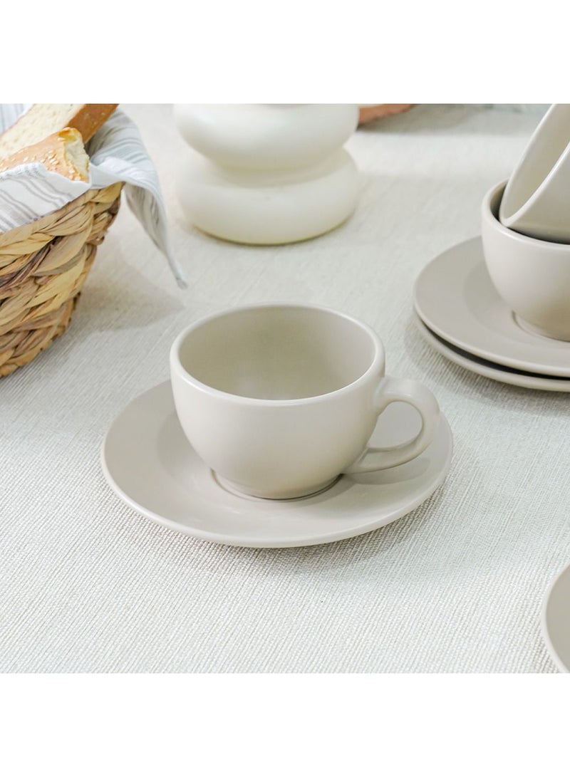 DANUBE HOME Apollo 8-Piece Stoneware Coffee Cup and Saucer Set – Elegant Tea Cups with Matching Saucers, Dishwasher & Microwave Safe, Perfect for Home, Office, or Gifting 250ml  - Image 2