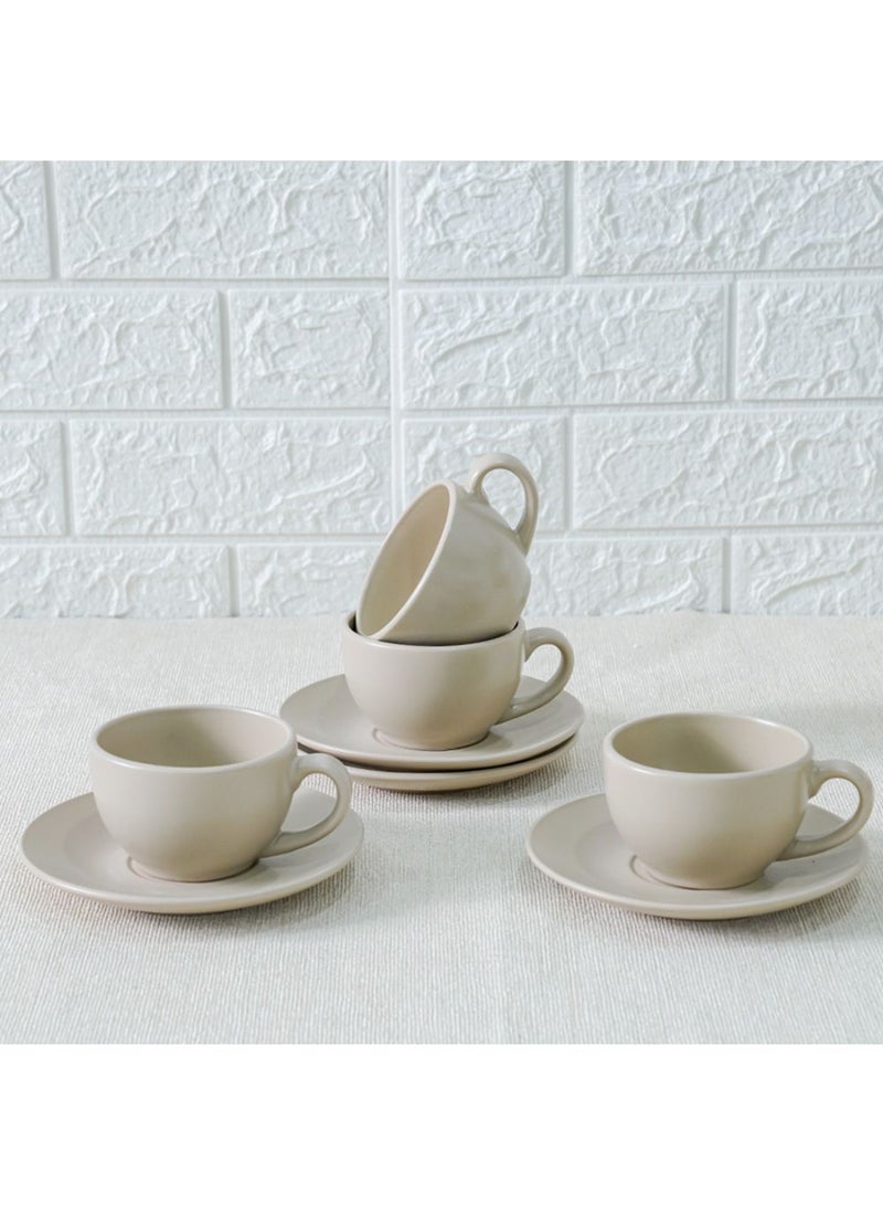 DANUBE HOME Apollo 8-Piece Stoneware Coffee Cup and Saucer Set – Elegant Tea Cups with Matching Saucers, Dishwasher & Microwave Safe, Perfect for Home, Office, or Gifting 250ml  - Image 1