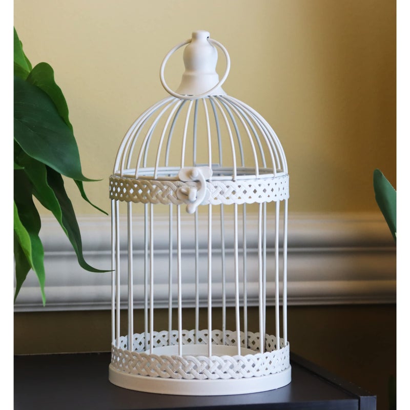 Vela Lanterns Bird Cage Decor Candle Holder Lantern Decorative Wedding Table Centerpiece Decorations, 10" and 6" Tall, White, Set of 2 - Image 5