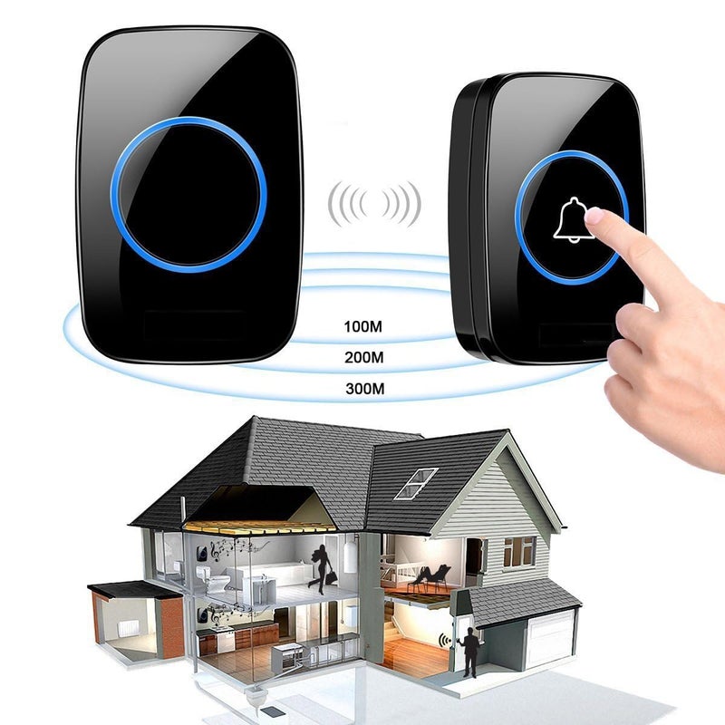 Wireless Doorbell Waterproof Kit Distinguish Front and Rear Doors over 1000 feet Range and 60 Chime 5 Levels Volume and LED Flash for Home Office Classroom - Image 3