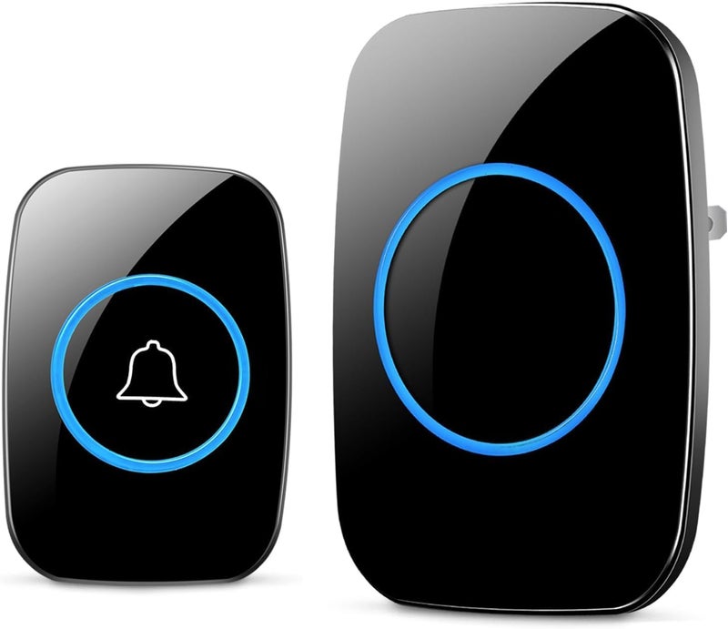Wireless Doorbell Waterproof Kit Distinguish Front and Rear Doors over 1000 feet Range and 60 Chime 5 Levels Volume and LED Flash for Home Office Classroom - Image 1