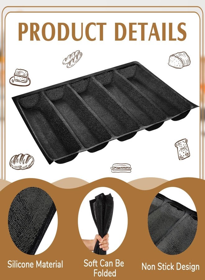 Maxcheck 2 Pcs Silicone Bread Pan Baguette Pan Sandwich Mold 5 Slots French Bread Baking Pan for Home Baking - Image 3