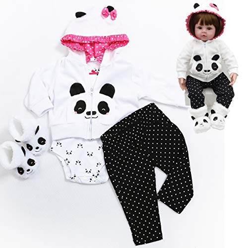 Pedolltree Reborn Baby Girl Dolls Clothes 18 inch Panda Outfits Accesories for 17-19 inch Reborns Doll Newborn Baby Girl Matching Clothing - Image 1