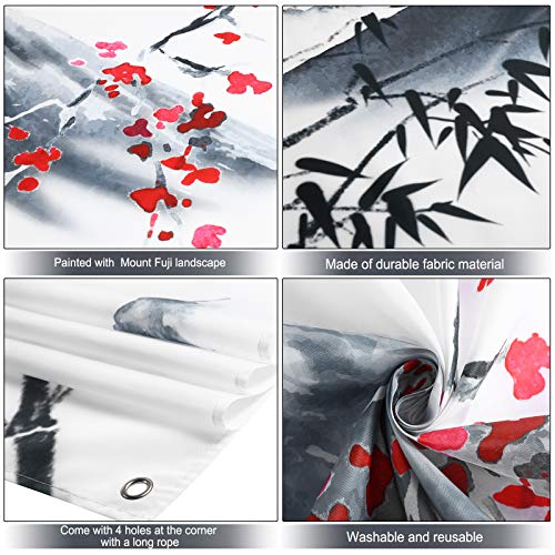 Sumind Japanese Wall Hanging Photo Banner Asian Mount Fuji Red Sun Backdrop Japanese Landscape Nature Background for Party Wall Home Decorations, 72.8 x 43.3 Inch - Image 3