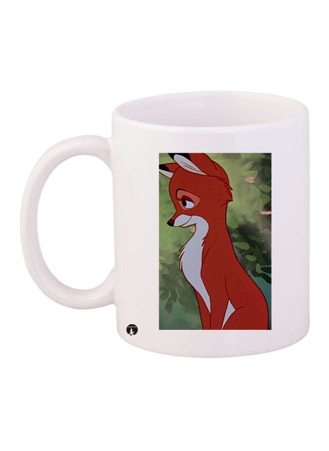 RYN - Fox Printed Coffee Mug White/Brown/Green 11ounce - Image 1