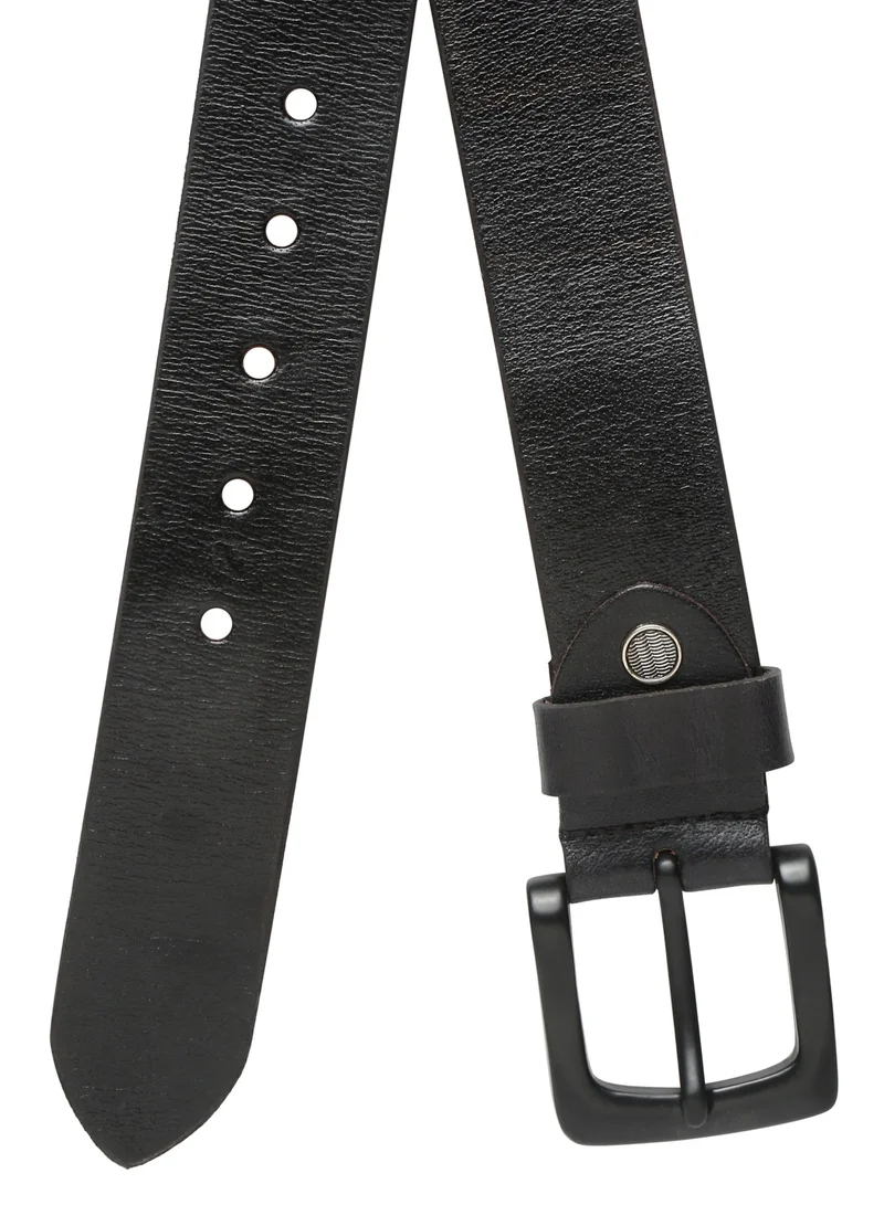 TEAKWOOD Real Genuine Leather Black Casual Belt for Men
