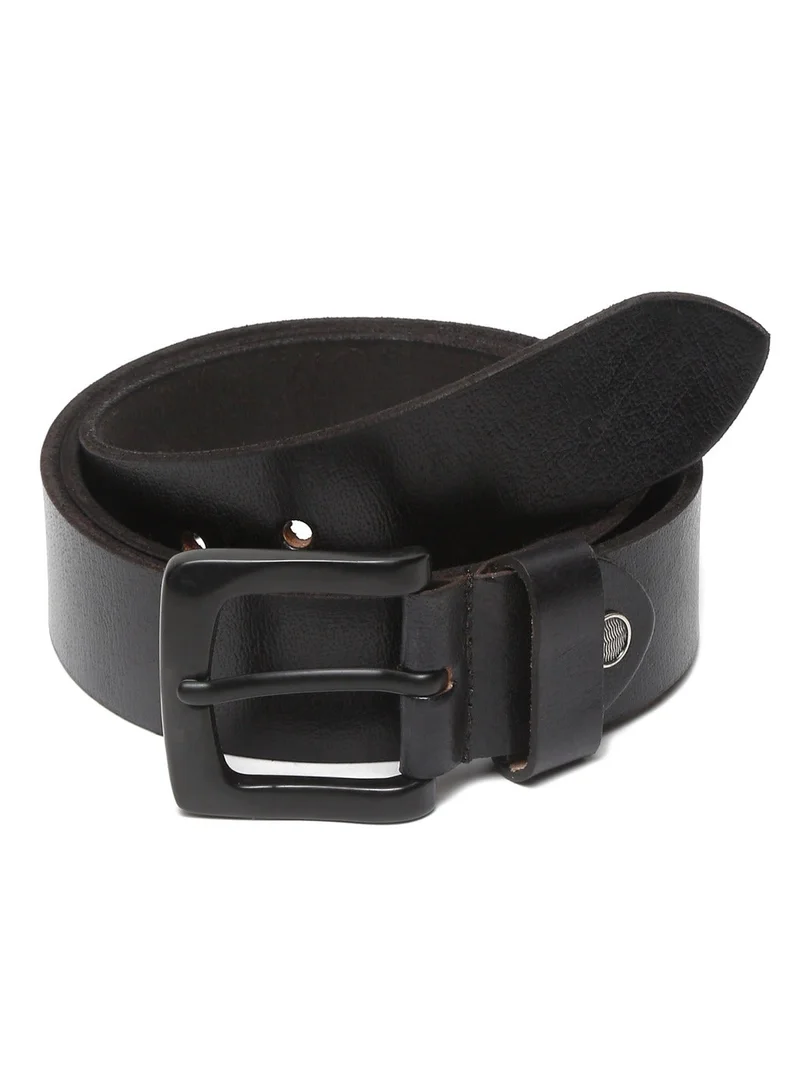 Teakwood black Teakwood Genuine Leather Belt for Men | Black Casual & Formal Belt | Matte Black Pin Buckle | Adjustable Size | Durable Premium Finish | Ideal for Jeans, Trousers & Daily Wear for Men | Best Price UAE