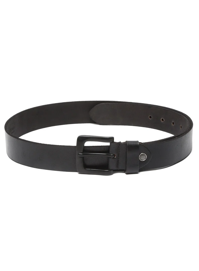 Teakwood black Teakwood Genuine Leather Belt for Men | Black Casual & Formal Belt | Matte Black Pin Buckle | Adjustable Size | Durable Premium Finish | Ideal for Jeans, Trousers & Daily Wear for Men | Best Price UAE