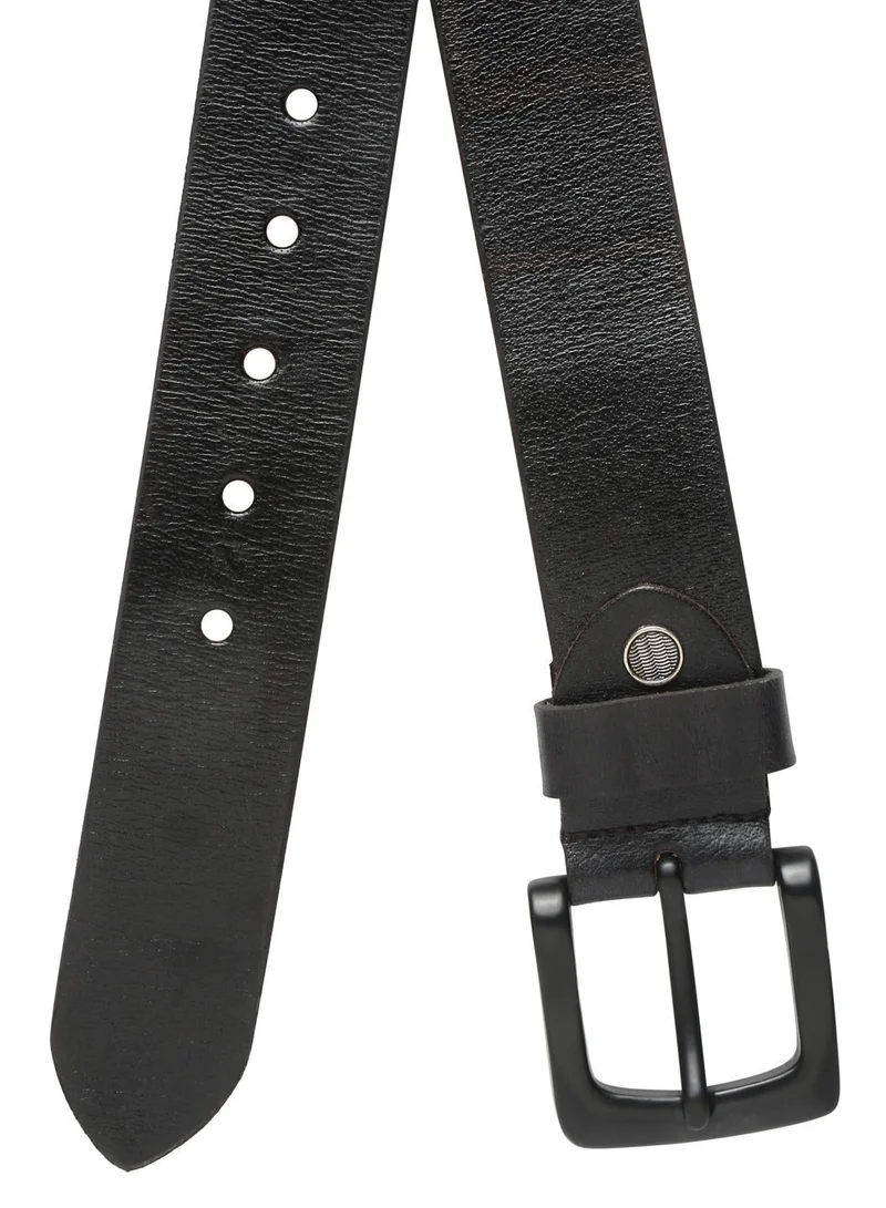 Teakwood black Teakwood Genuine Leather Belt for Men | Black Casual & Formal Belt | Matte Black Pin Buckle | Adjustable Size | Durable Premium Finish | Ideal for Jeans, Trousers & Daily Wear for Men | Best Price UAE