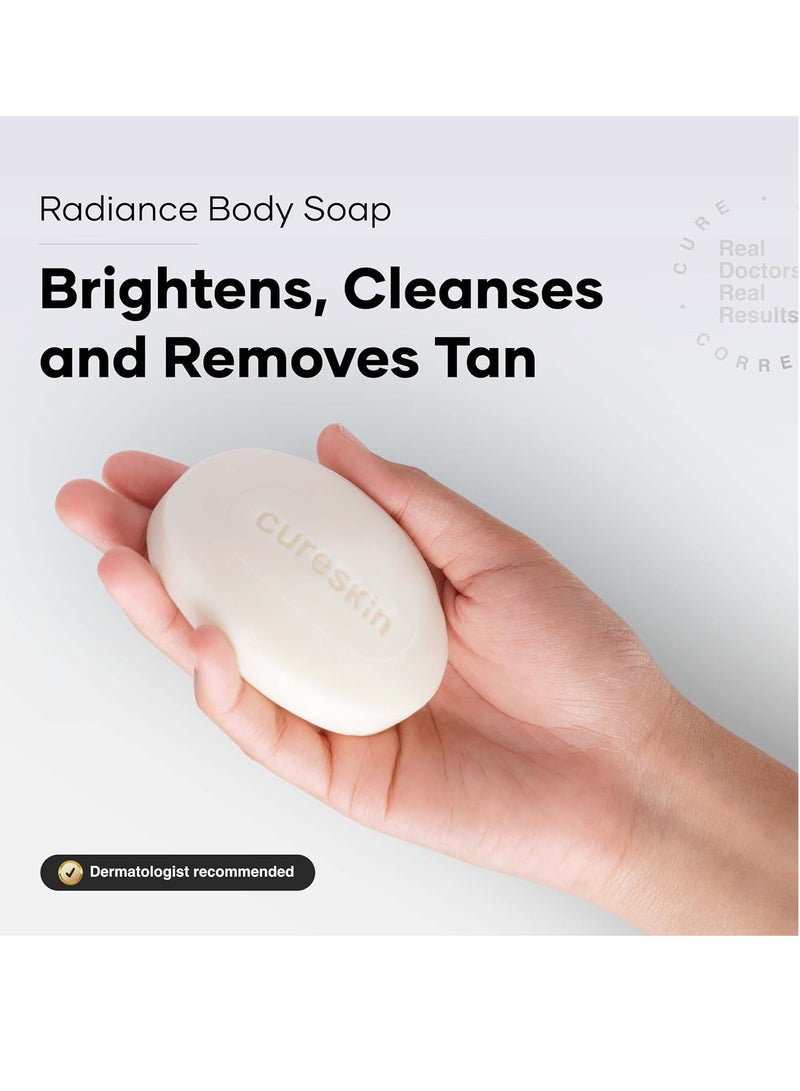 Cureskin Radiance Body Soap | For Pigmentation & Sun Damage with Alpha Arbutin, Kojic Acid and Ucuba Butter | Soap Tan Removal, 75 g (Pack of 2) - Image 2