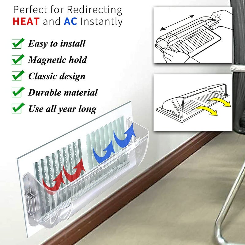 DGQ Unbreakable Air Deflector 8" to 12" Adjustable Heat and Air Vent Deflector Magnetic for Floor Registers, Also Work for Vents, Sidewall, and Ceiling Registers - Image 5
