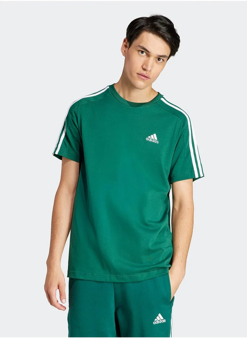 اديداس Essentail Single Jersey 3 Stripe T-Shirt