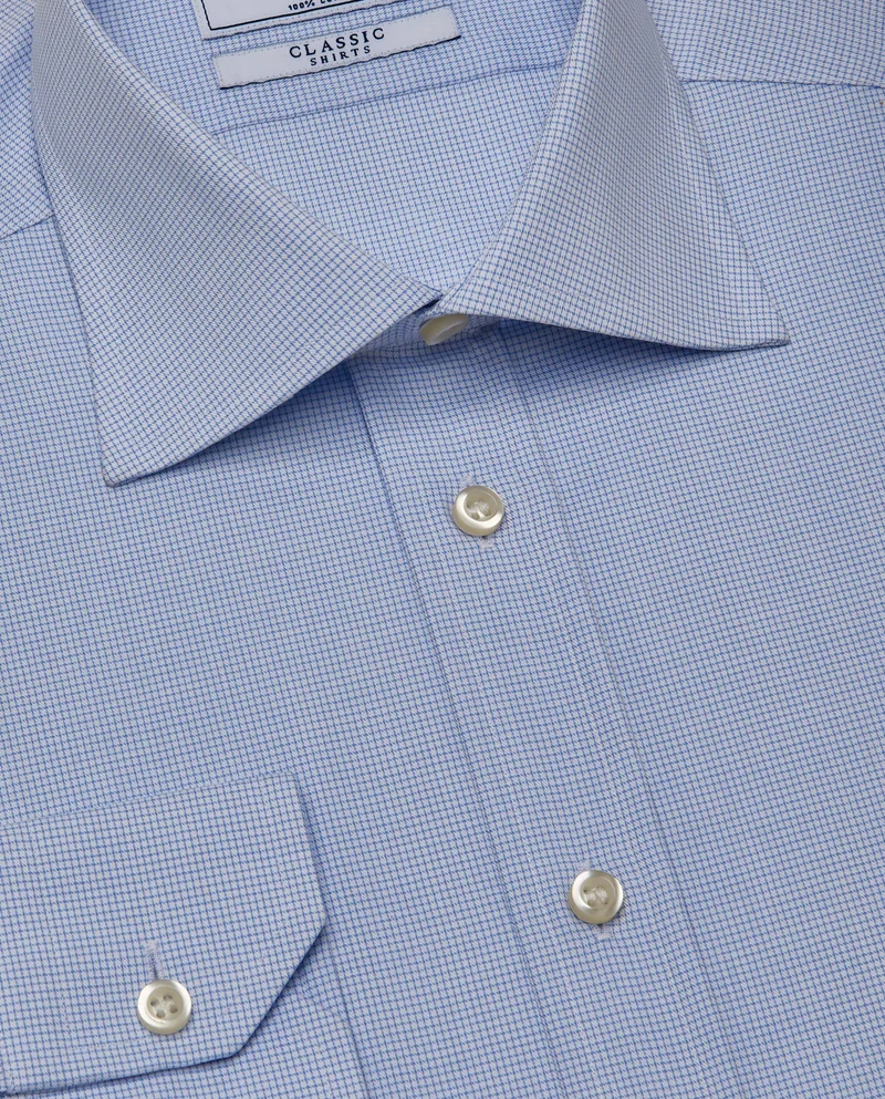كاميتشسما قميص كلاسيكي ضيق بنقشة مربعات أزرق فاتح