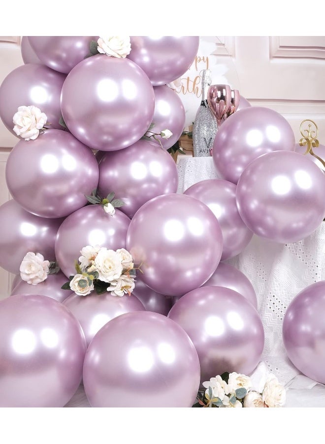 Goldedge - 50 PCS Chrome Mauve Balloons, 12 Inch Pearlized Latex Balloons for Elegant Party Themes - Image 2