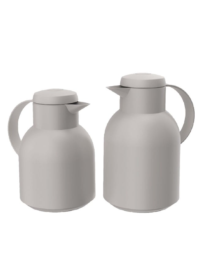 Bien Servi 2-Piece Ergonomic Design High Quality Plastic Vacuum Flask Set Grey 25.5 x 14.5 x 30 cm KC3710/3715