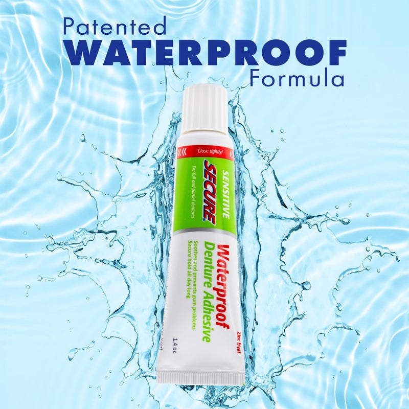 Secure Sensitive Denture Adhesive with Aloe Vera & Myrrh â€“ 12-Hour Max Hold â€“ Patented Waterproof Seal â€“ for All Denture Types â€“ Food Grade Ingredients â€“ 1.4 oz - Image 4