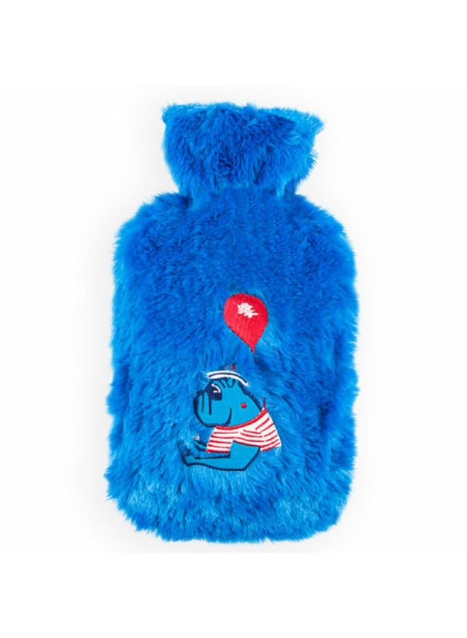 Biggdesign 2L Large Hot Water Bag with Soft Plush Cover, Cold & Hot Compress, Washable Hot Water Bag for Cramps, Neck and Back Pain, Feet and Shoulders, Blue - Image 1