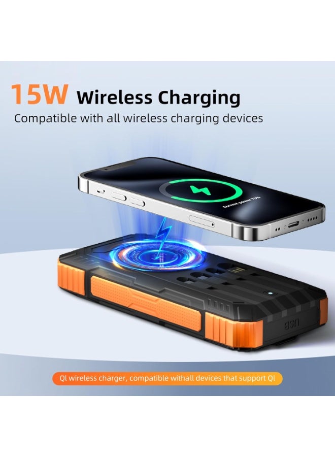 general Solar Charger Power Bank 49800mAh Wireless Portable Phone Charger, 22.5W QC3.0 Fast Charging Built in 4 Cables with USB C 6 Outputs & 2 Inputs for All Cell Phone - Image 4