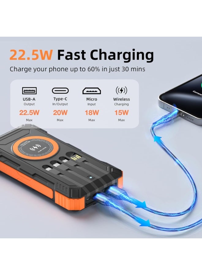 general Solar Charger Power Bank 49800mAh Wireless Portable Phone Charger, 22.5W QC3.0 Fast Charging Built in 4 Cables with USB C 6 Outputs & 2 Inputs for All Cell Phone - Image 2