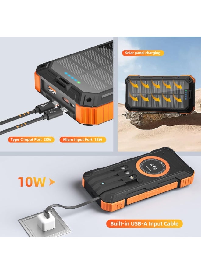 general Solar Charger Power Bank 49800mAh Wireless Portable Phone Charger, 22.5W QC3.0 Fast Charging Built in 4 Cables with USB C 6 Outputs & 2 Inputs for All Cell Phone - Image 5