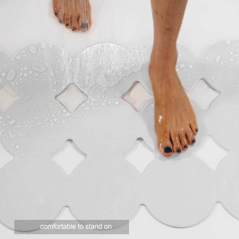 Webos Patented Non Slip Bathtub Mat Shower Bath Mats with Strong Suction Cups Superior Grip&Drainage Soft Heavy Duty Natural Rubber Bath Mat for Inside The tub (White, 28x16 inch) - Image 4
