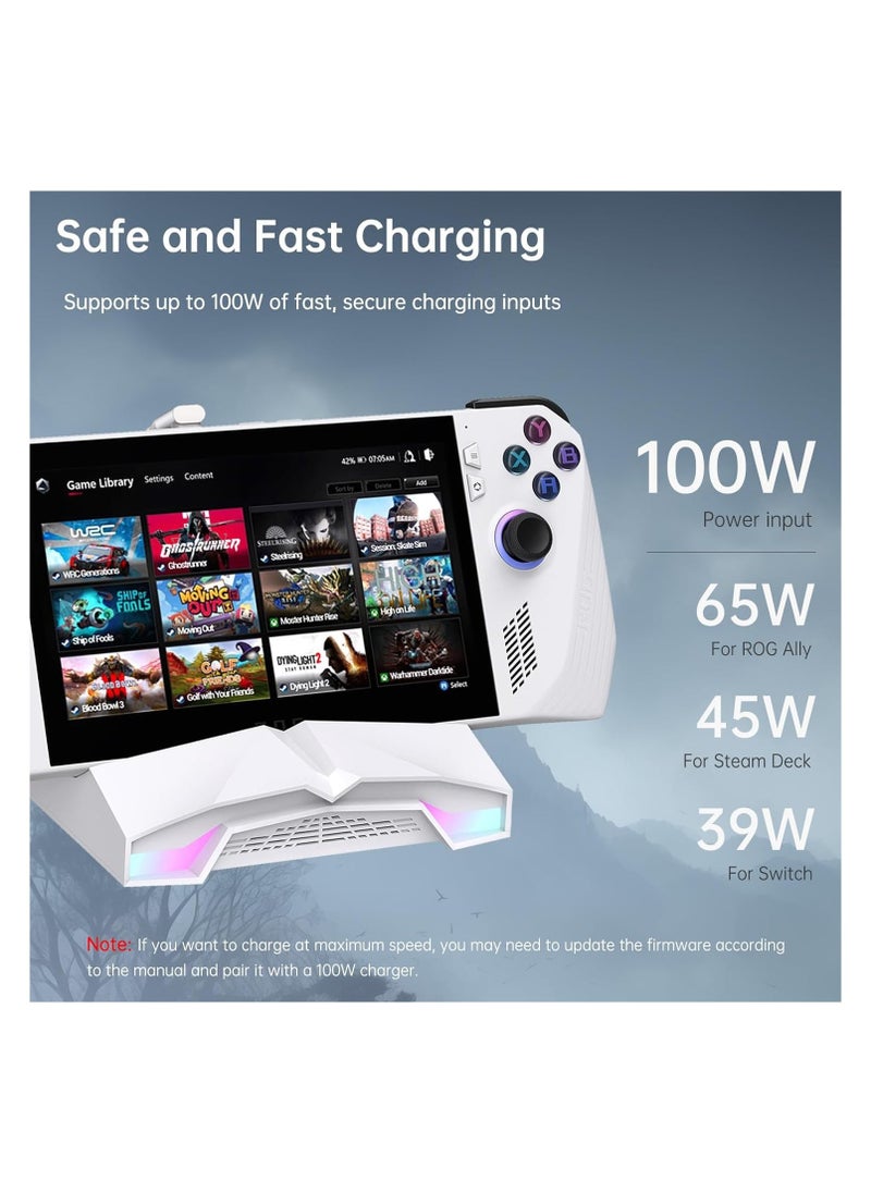 Generic - USB C Docking Station for Steam Deck, ROG Ally, Legion Go, Switch, AYANEO, Type-C Gaming Hub with PD Charging 100W, HDMI 2.0 4K@60Hz, RJ45 2.5Gbps, Three USB3.1 10Gbps, and RGB Light - Image 1