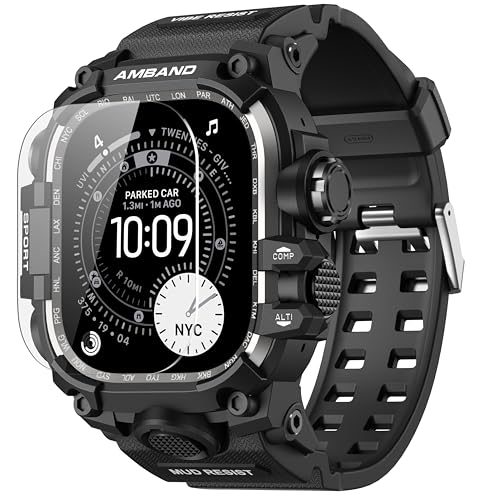 amBand Rugged Case with Band for Apple Watch Ultra 3/2/1 49mm, M3 Military Grade Shockproof Cover, Includes Screen Protector Kit, Tactical Band for Men - Compatible with iWatch Ultra, Matte Black - Image 1