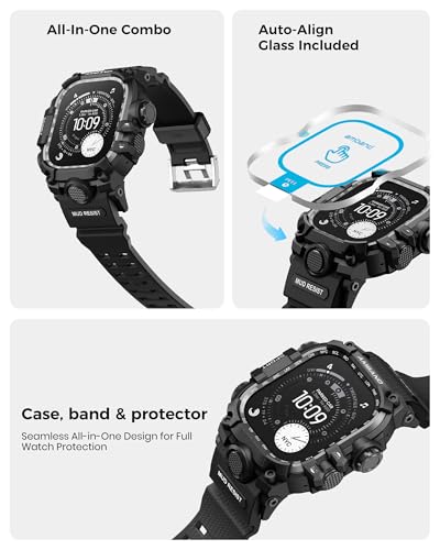 amBand Rugged Case with Band for Apple Watch Ultra 3/2/1 49mm, M3 Military Grade Shockproof Cover, Includes Screen Protector Kit, Tactical Band for Men - Compatible with iWatch Ultra, Matte Black - Image 4
