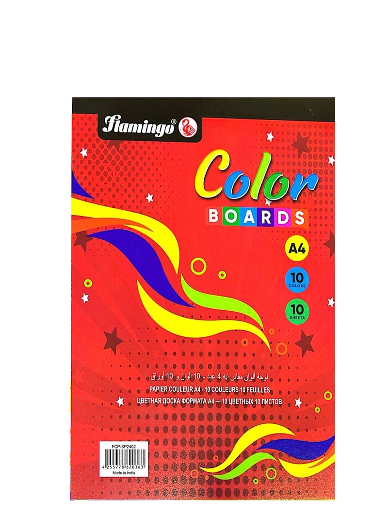 FLAMINGO - Printing Papers for Arts and Crafts Projects (10 Sheets, A4, Rainbow COLOR ) Big and Thick Craft paper for Drawing, Painting, Art, DIY(multi-colors 180 gram) - Image 1
