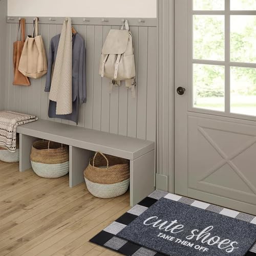 AOAOPQ Front Door Indoor Outdoor Entrance Doormat Grey Rubber Welcome Door Mat Cute Shoes Take Them Off Doormat Anti Slip Easy to Clean Corridor Patio Entry Mat - Image 5
