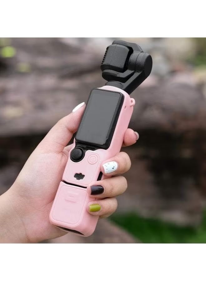 Accessory Kit for DJI OSMO Pocket 3: Silicone Protective Case, Tempered Glass Screen Protector & Lens Cover (Pink) - Image 4