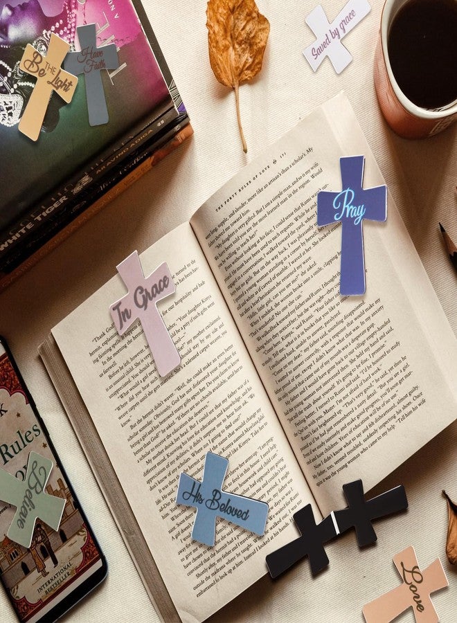 PQJSJDR 48 Pieces Magnetic Christian Religious Cross Bookmark Bible Verses Book Marks Magnet Inspirational Scripture Book Markers Page Clips Gifts for Women Student School Reading Party Favor,12 Styles - Image 3