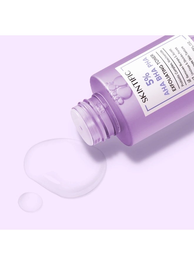 SKINTIFIC SKINTIFIC 5% Aha Bha Pha Exfoliating Toner Face Exfoliation Facial Glow Smooth Skin Niacinamide (80ml)  - Image 5