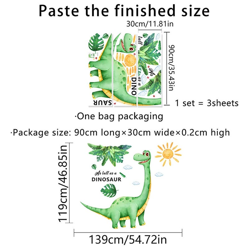 Mirabuy Large Watercolor Dinosaur Wall Sticker, Boho Sun As Tall As A Dinosaur Palm Leaves Wall Decal for Nursary Kids Bedroom Playroom - Image 2