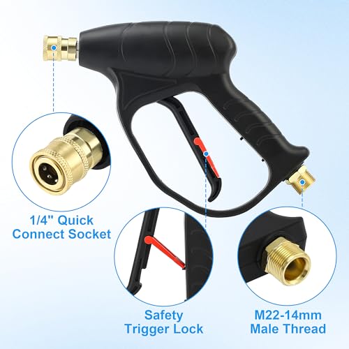 JOEJET Pressure Washer Gun with Foam Cannon, Car Wash Foam Gun with 1/4” Quick Connector, 5 Pressure Washer Nozzle Tips, 1 Liter - Image 2