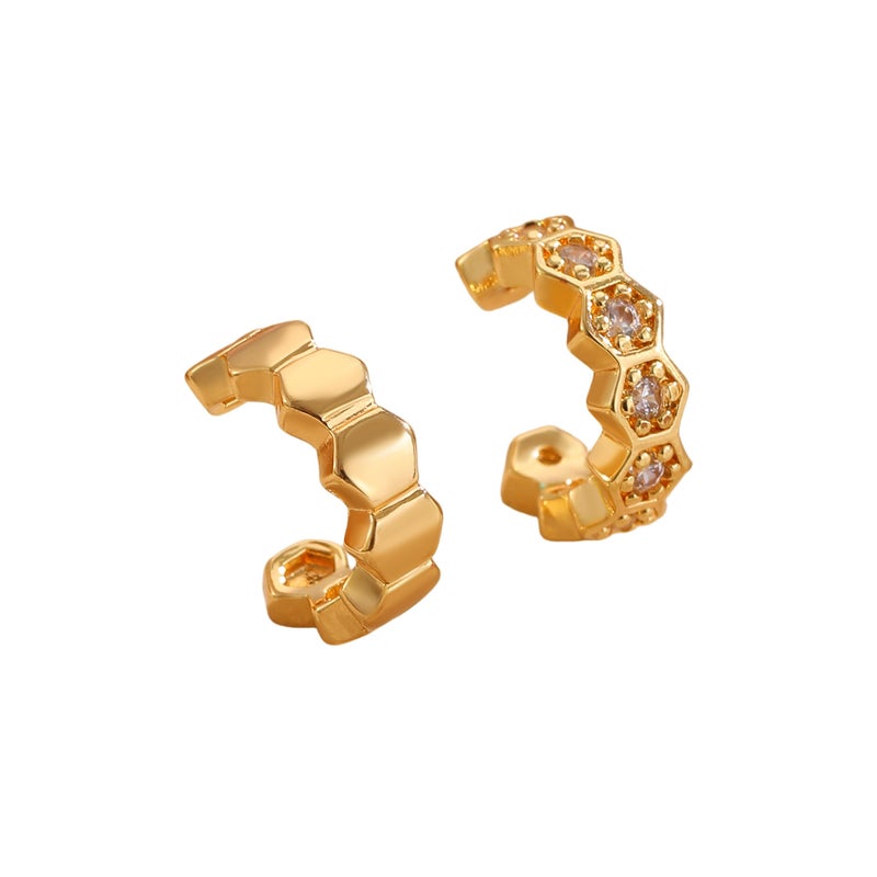 ofeankri Cross-border Geometric Ear Clip Earrings for Women - Elegant Cold-Style Ear Bone Clip with Zircon Accent - Image 5