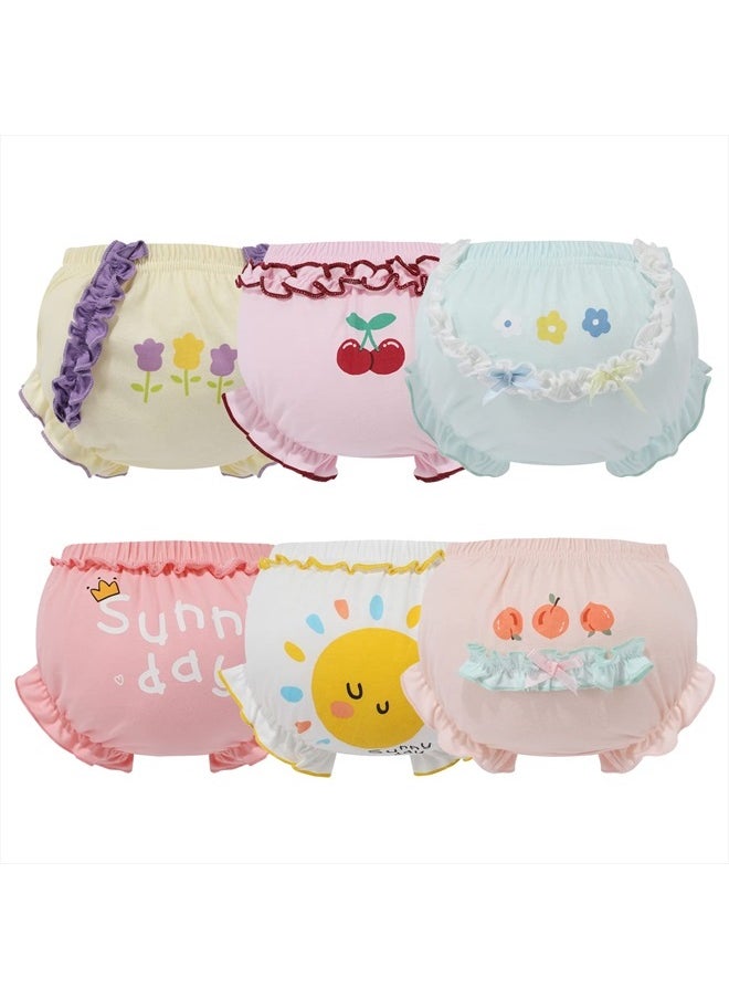 Orinery - Cotton Underwear Baby Girl Undies Breathable Bloomers Briefs Infant Toddler Panties Kids Ruffle Assorted Boxer 6-Pack(CX22A-M, 3-4T - Image 1