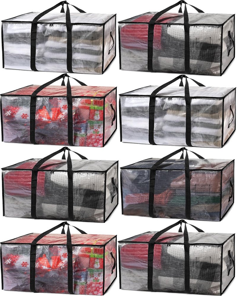 ClearSpace Heavy Duty Moving Bags or Storage Bags â€“ Clear Storage Bins with Lids, Large Moving Boxes with Backpack Straps & Zippers â€“ Packing Bags & Moving Supplies for College Dorm- 8 Pack - Image 1
