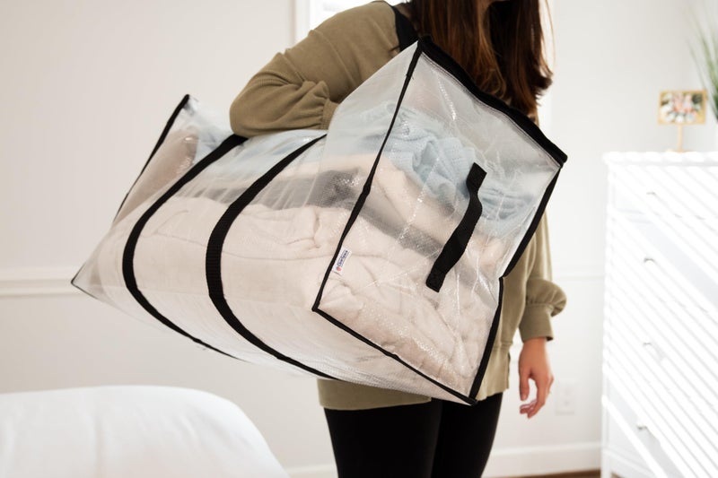 ClearSpace Heavy Duty Moving Bags or Storage Bags â€“ Clear Storage Bins with Lids, Large Moving Boxes with Backpack Straps & Zippers â€“ Packing Bags & Moving Supplies for College Dorm- 8 Pack - Image 5