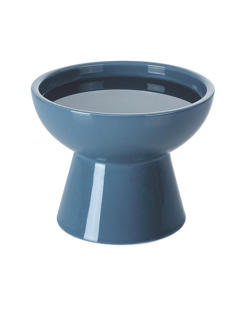 LoeJan Elevated Cat Food and Water Bowls Set, Extra Wide and Raised Ceramic Feeder, Anti-Vomit Whisker-Free Pressure Feeding Bowl for Kittens Adult Small Dogs (Deep Blue) - Image 1