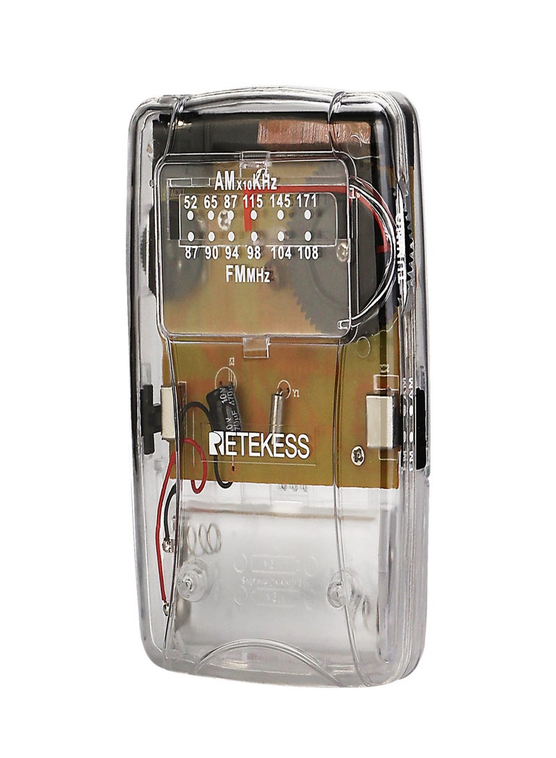 Retekess TR624 Transparent Portable Radio AM / FM Pointer Tuning Mini Pocket Radio with Earphone  - Image 3