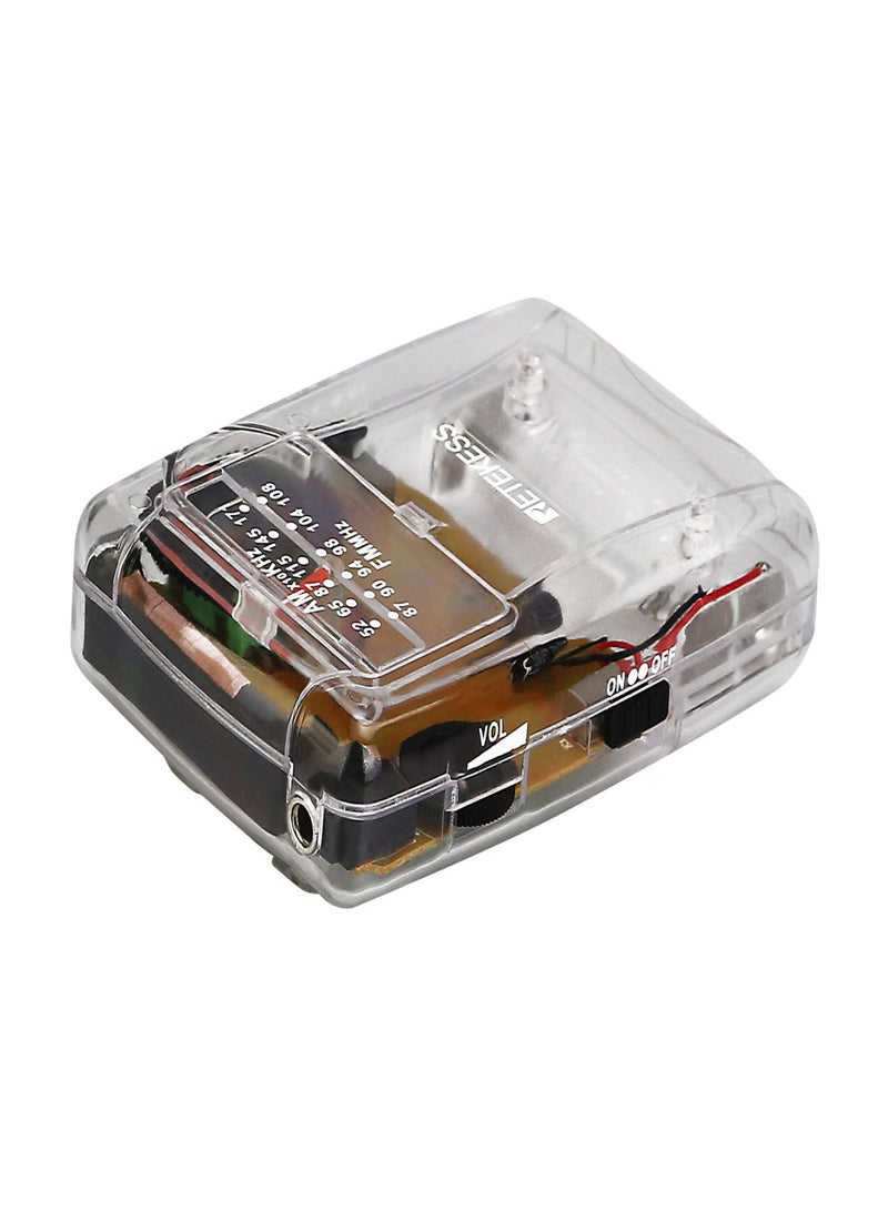 Retekess TR624 Transparent Portable Radio AM / FM Pointer Tuning Mini Pocket Radio with Earphone  - Image 5