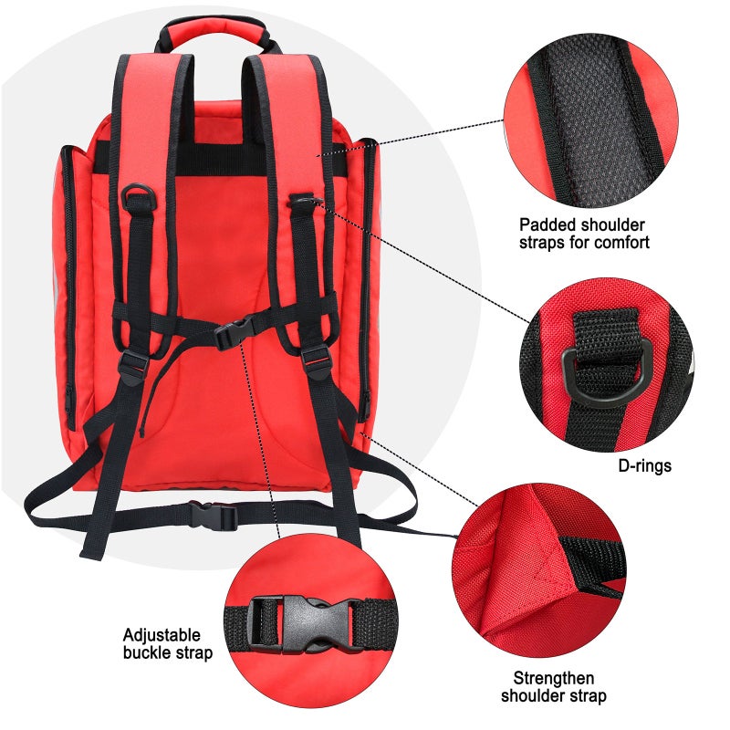 Empty First Aid Bag: 600D Oxford Cloth Trauma Bag - Impact-Resistant Foam Padding Emergency Backpack With Reflective Stripes, Multi-Pocket Storage for First Responders, Outdoor Emergency Use - Image 2