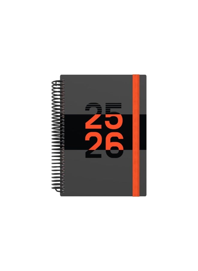 Collins Collins A5 Delta 14 Month Mid/Academic Year Planner, July 2025-August 2026 Planner, Day-to-Page Appointments Diary, A5 Wiro Bound Cover, Orange  - Image 1