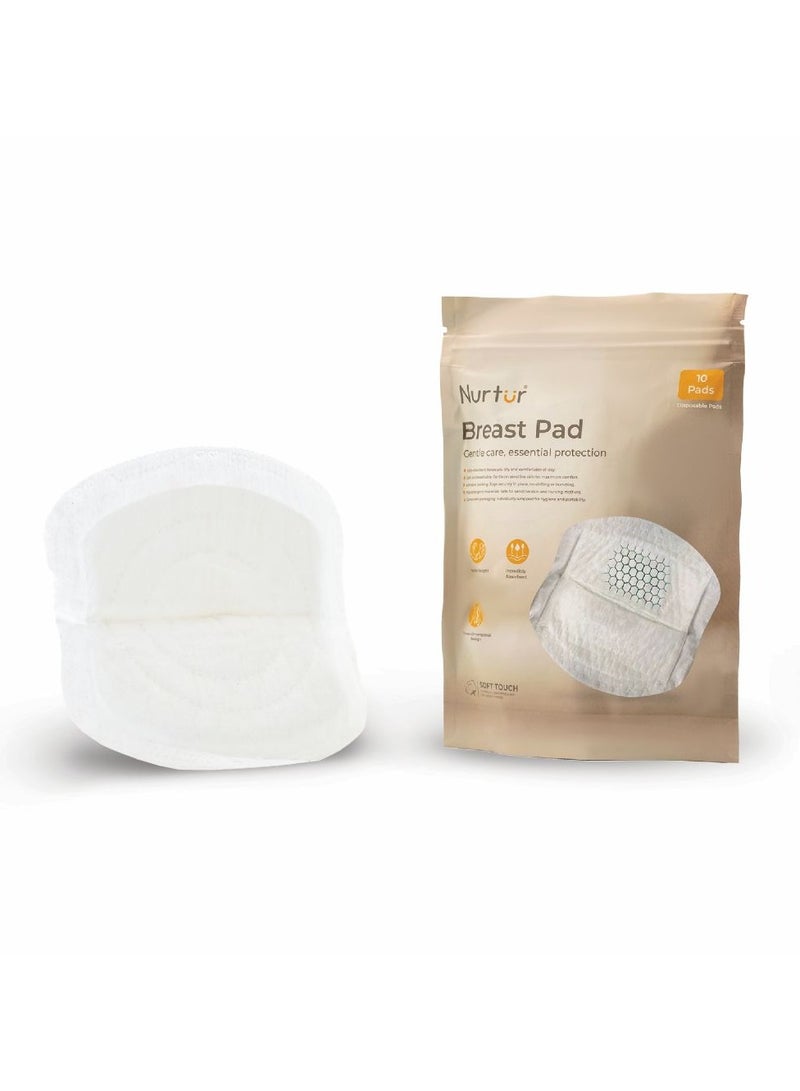 Nurtur Disposable Breast Pads for Nursing Mothers â€“ Pack of 10 Trial â€“ Ultra-Thin, Leak-Proof, Individually Wrapped, Soft & Breathable with Honeycomb Quick-Absorb Design - Image 1