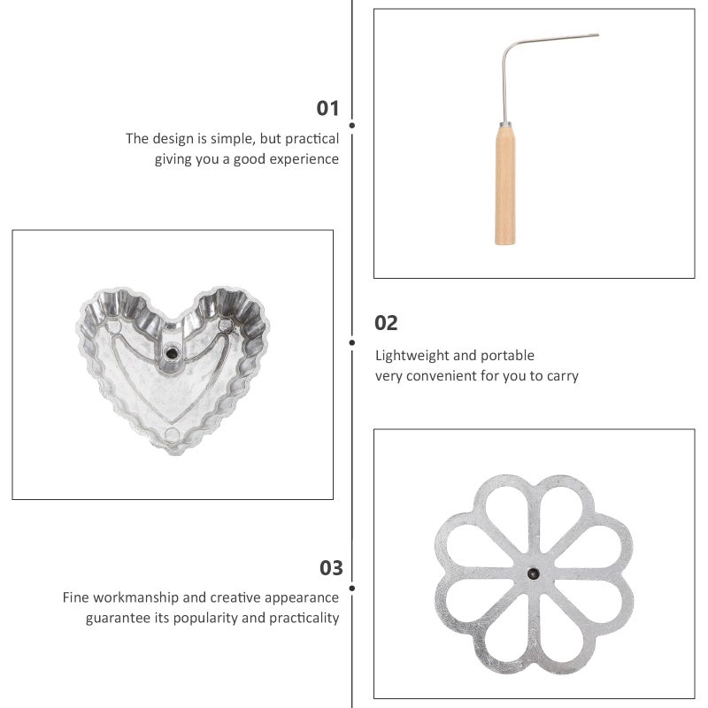 Aluminum Alloy Non Stick Timbale Mold Set with Handle for Hollow Heart Flower Shapes - Image 4