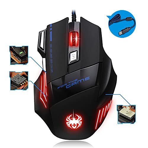 AFUNTA Zelotes Ergonomic 7200 DPI LED Optical Wired Gaming Mouse Mice 7 Buttons Compatible Mac Pro Gamer PC Laptop Desktop Notebook-Black Black(T80) - Image 3