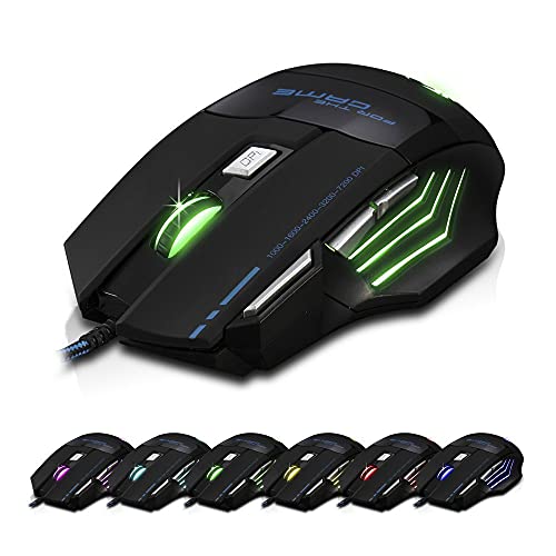AFUNTA Zelotes Ergonomic 7200 DPI LED Optical Wired Gaming Mouse Mice 7 Buttons Compatible Mac Pro Gamer PC Laptop Desktop Notebook-Black Black(T80) - Image 4