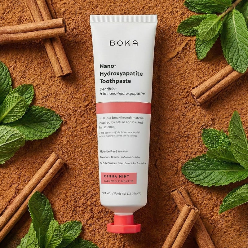 Boka Fluoride Free Toothpaste, Nano Hydroxyapatite Toothpaste, Appropriate for Sensitive Teeth - for Adult Oral Care - Cinnamon Mint Flavor, 4 Fl Oz 1Pk US Manufactured - Image 2